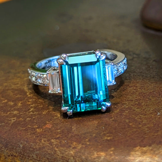 Bold Emerald Cut Tourmaline Ring