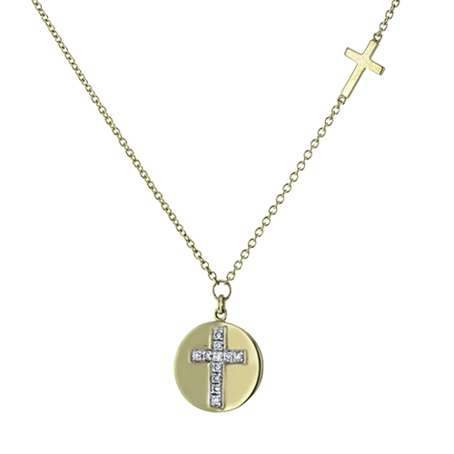 Diamond Cross Disc Necklace
