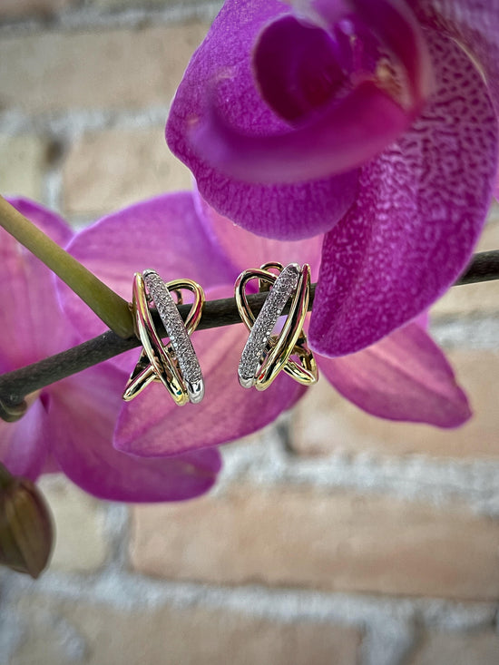 Breuning Abstract Diamond Cross Earrings