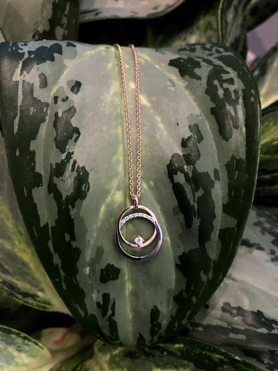 Double Circle Pendant with Diamond Accents