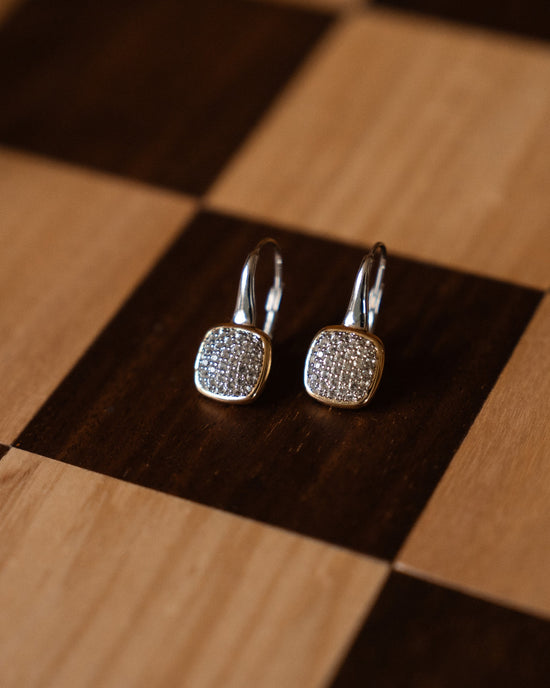 Two Tone Pave Drop Earring