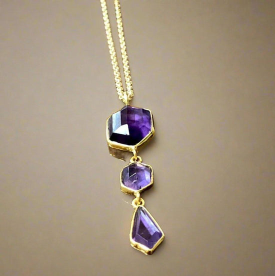 Amethyst Geo Dangle Pendant