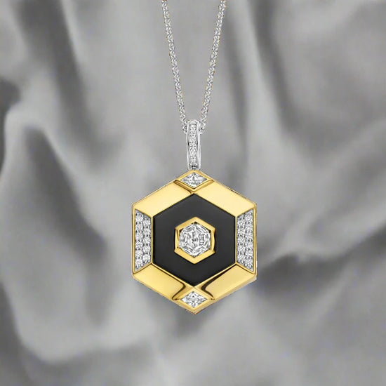 Hexagon CZ Black Necklace