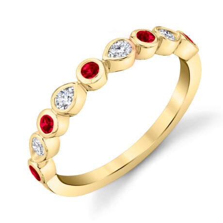 Alternating Ruby and Diamond Band