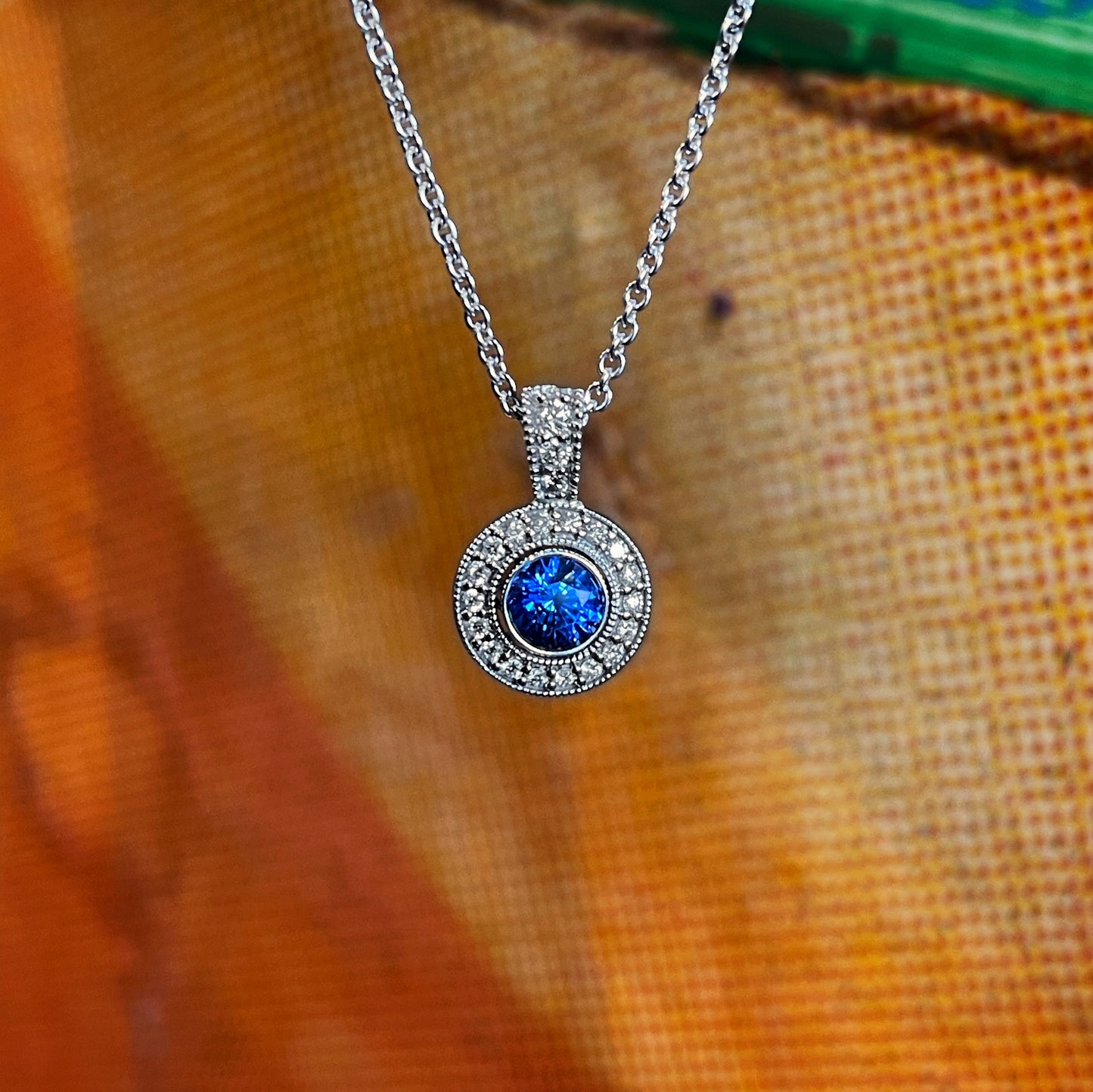 Plumb Gold Original Blue Sapphire and Diamond Pendant