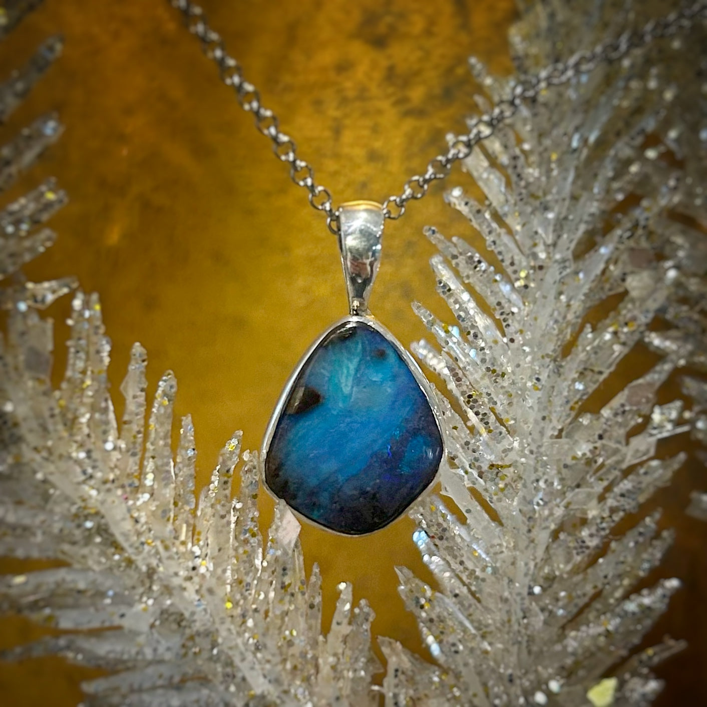 Blue Boulder Opal Pendant