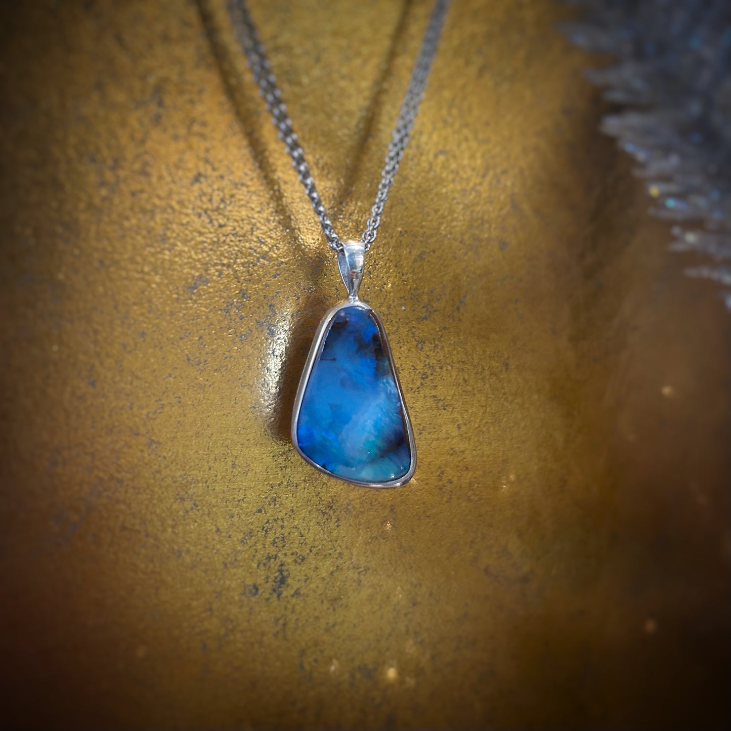 Blue Boulder Opal Pendant