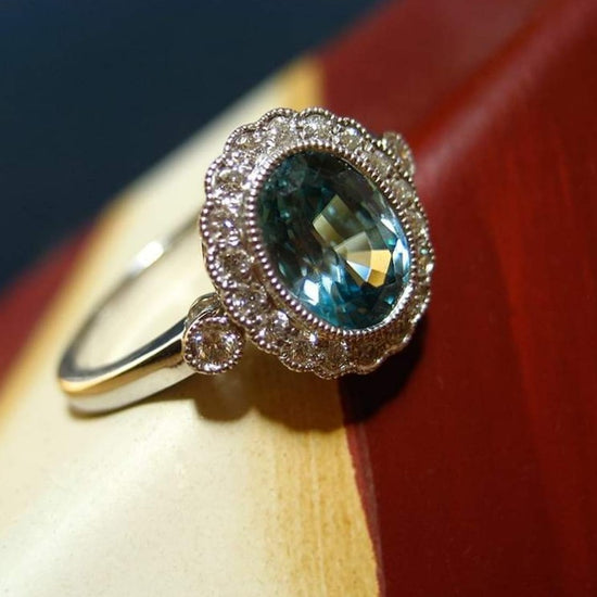 Aquamarine Diamond Ring