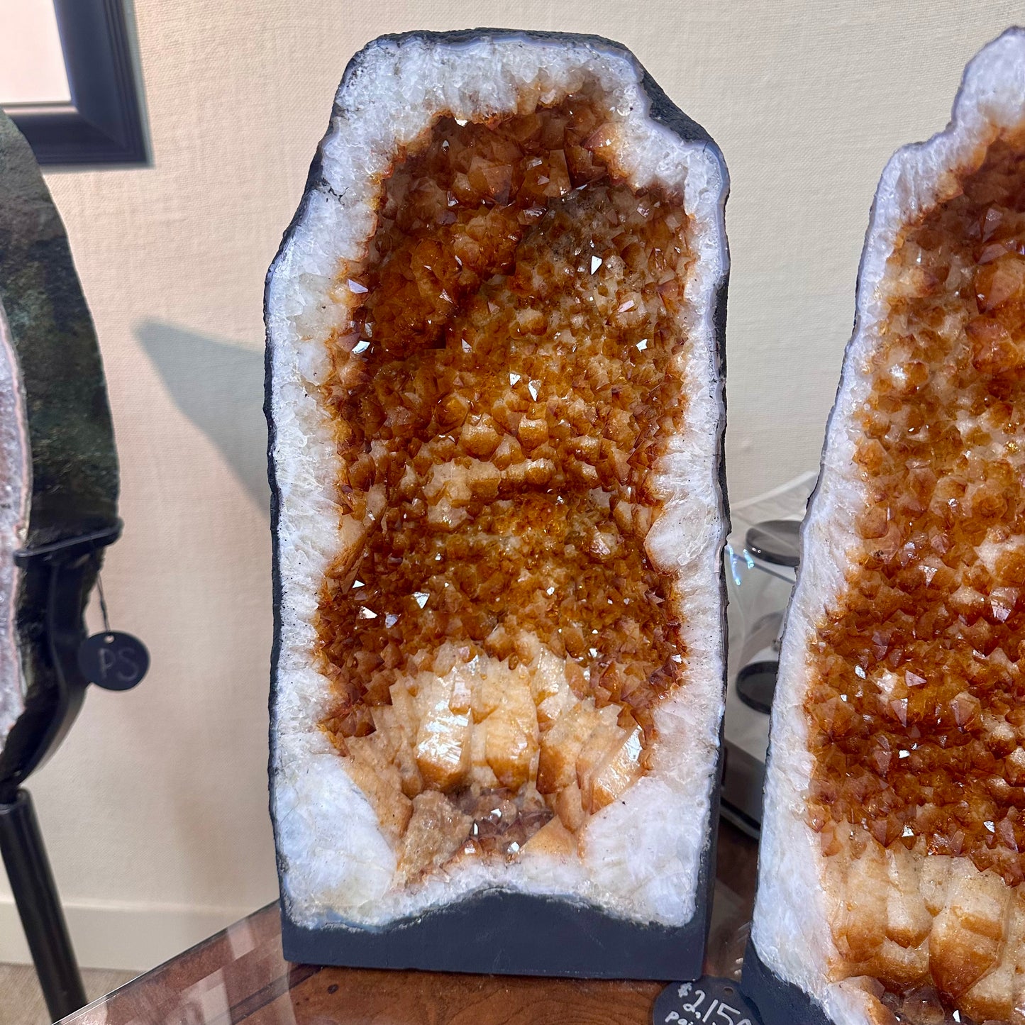 Large Citrine Geode Pair