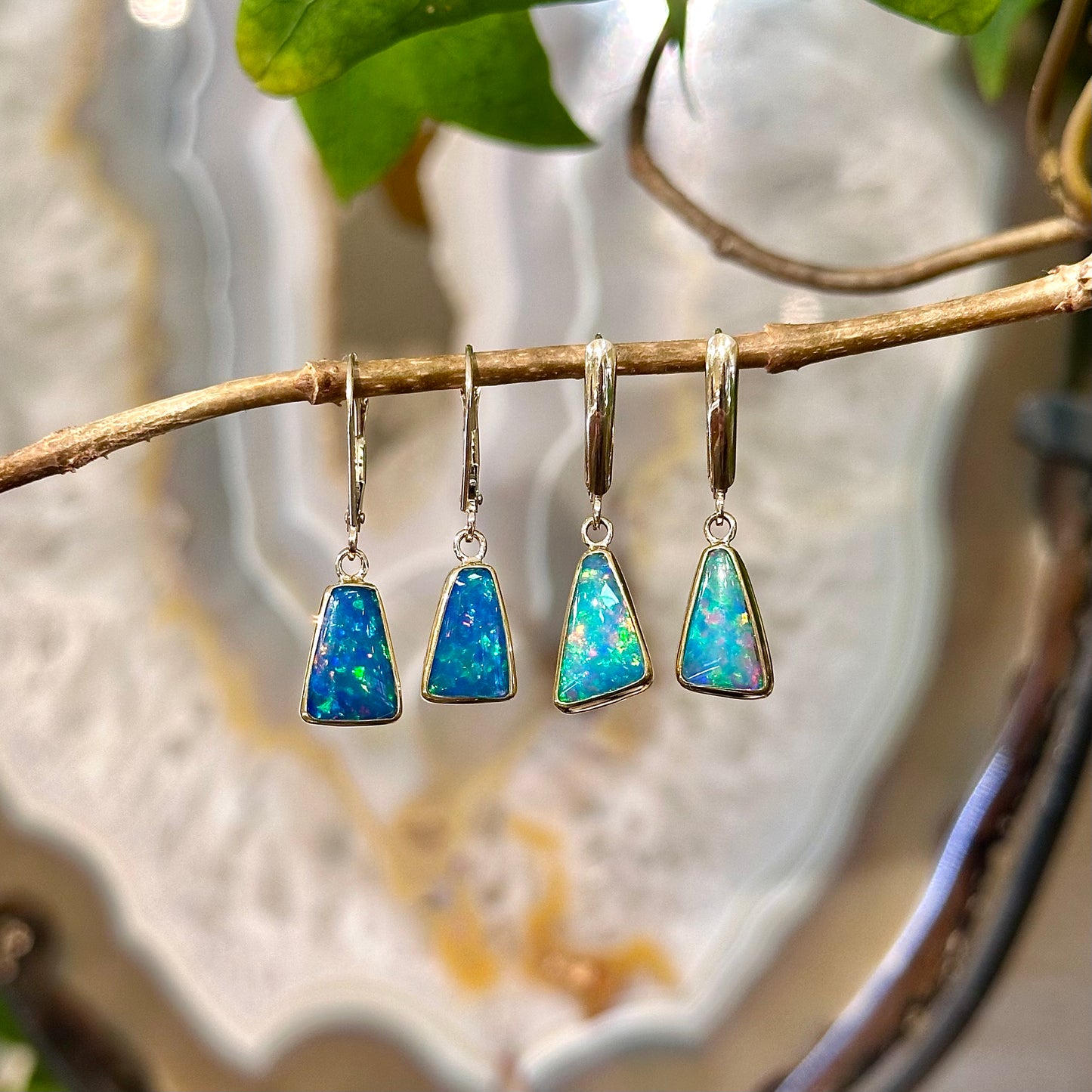 Trapezoid Opal Dangles