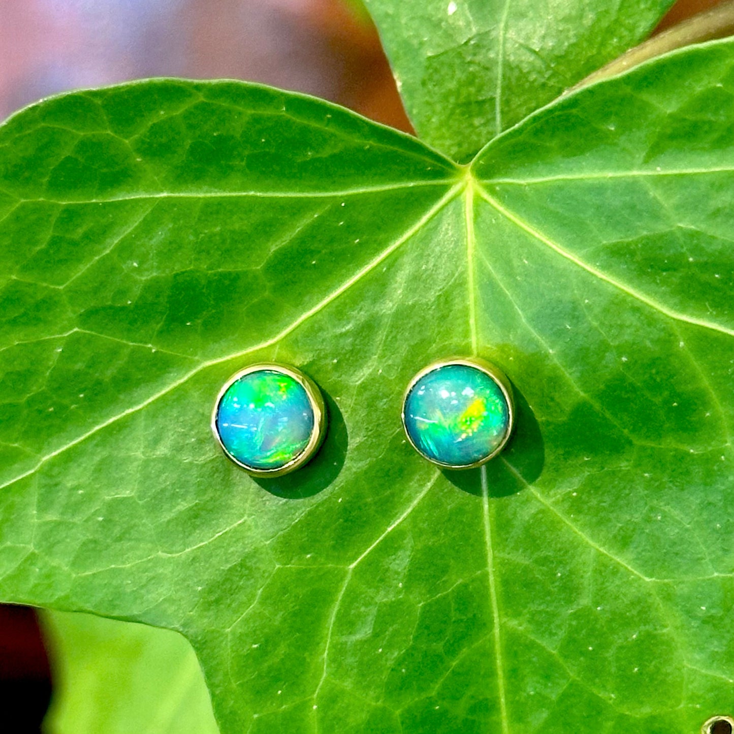 Round Opal Studs