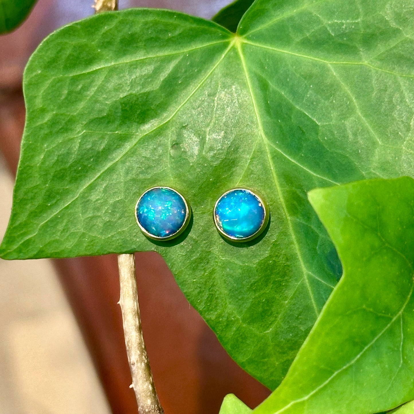 Round Opal Studs