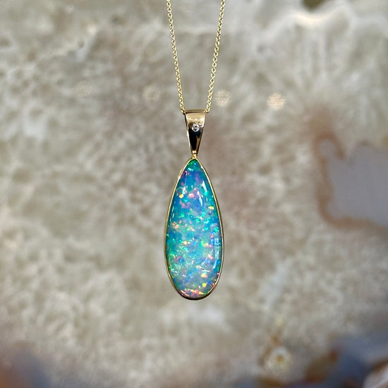 Long Opal Drop Pendant