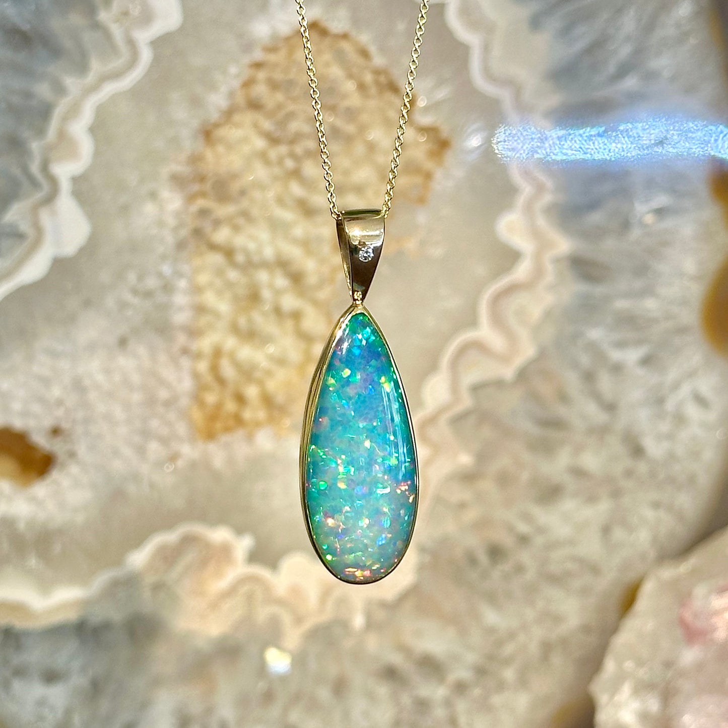 Long Opal Drop Pendant