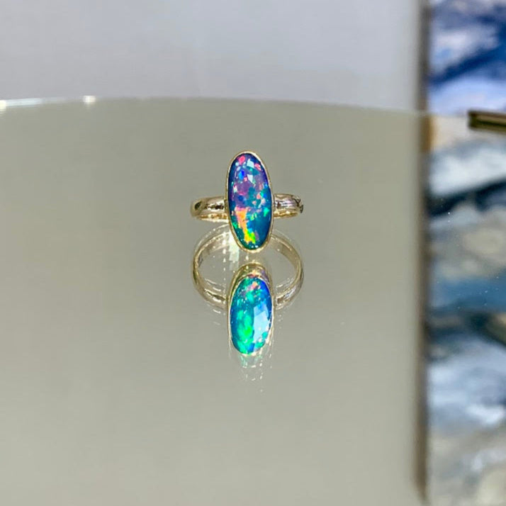 Elongated Ethiopian Opal Ring