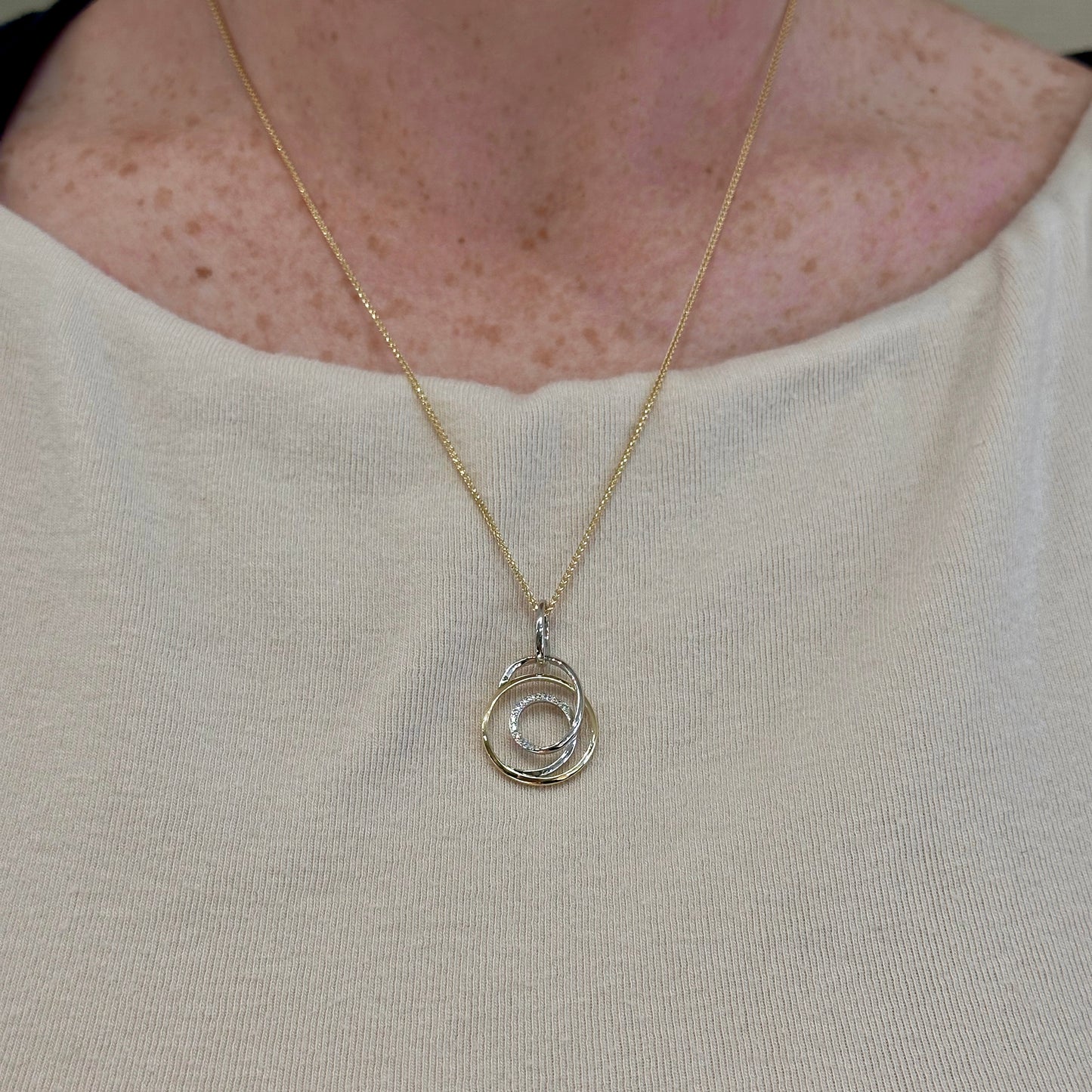 Two Tone Diamond Swirl Pendant