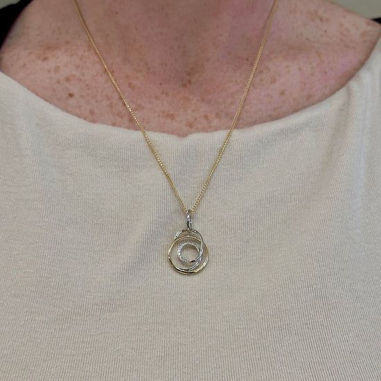 Two Tone Diamond Swirl Pendant