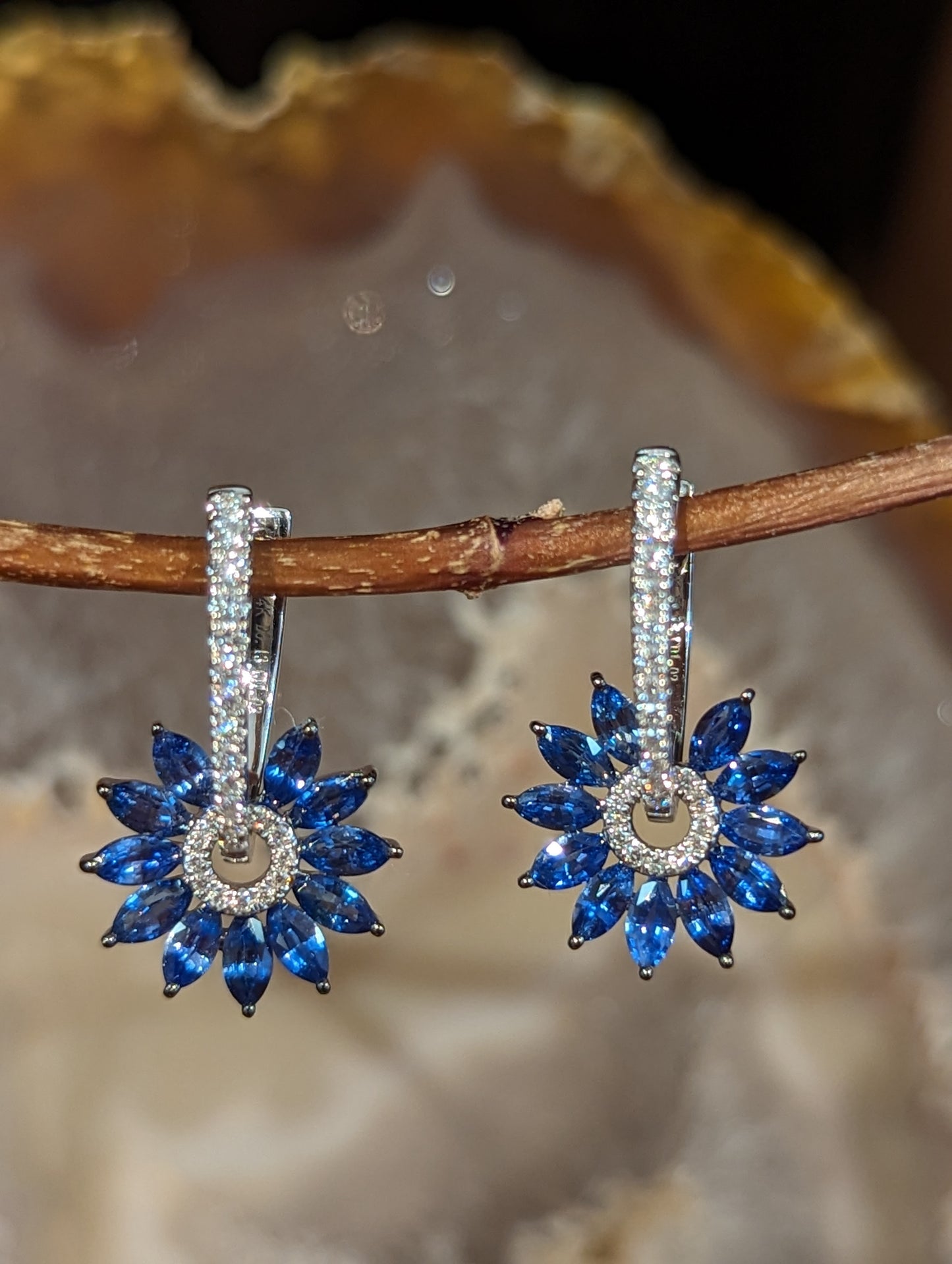 Zeghani Sapphire and Diamond Burst Earrings