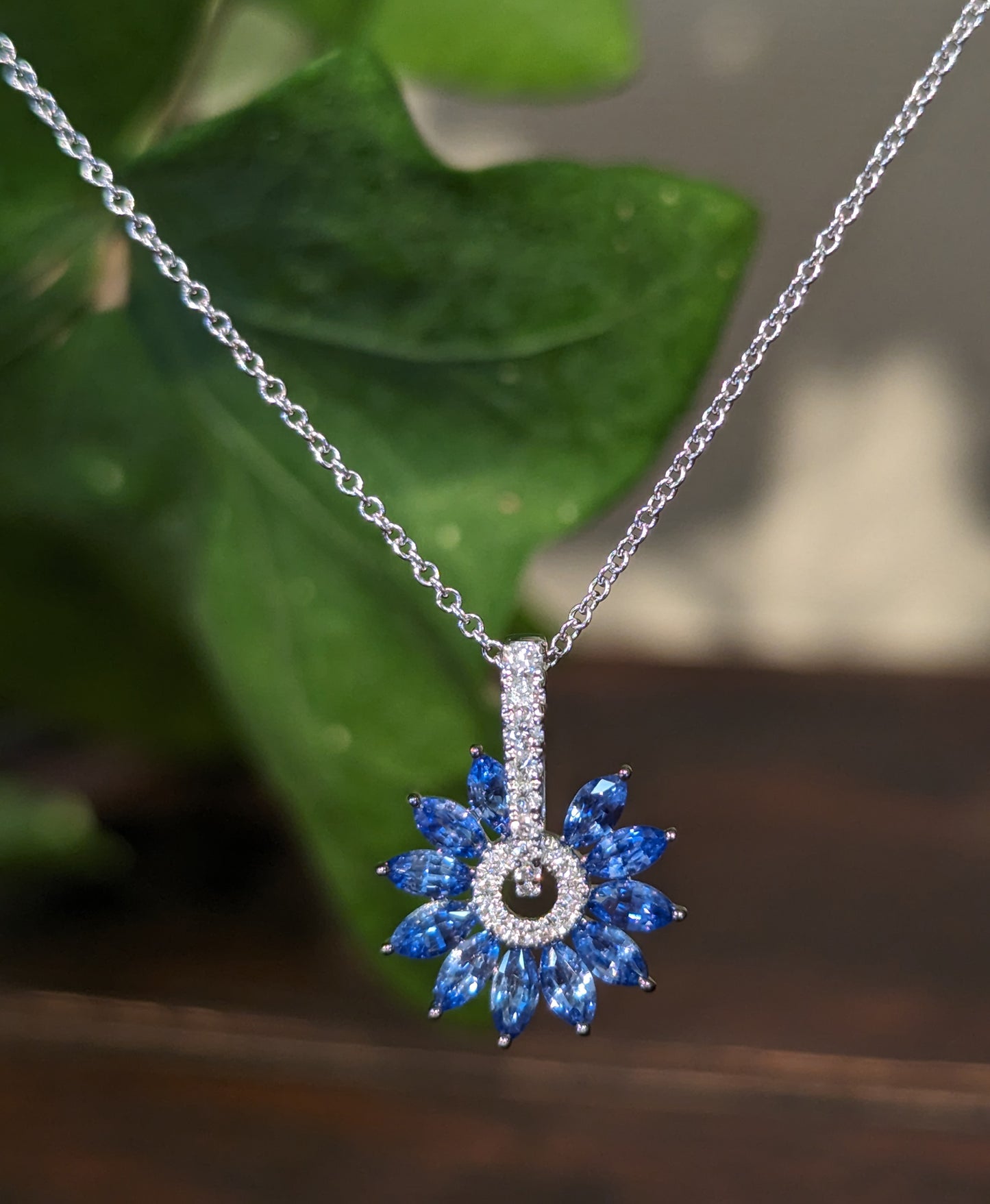 Zeghani Sapphire and Diamond "Burst" Necklace