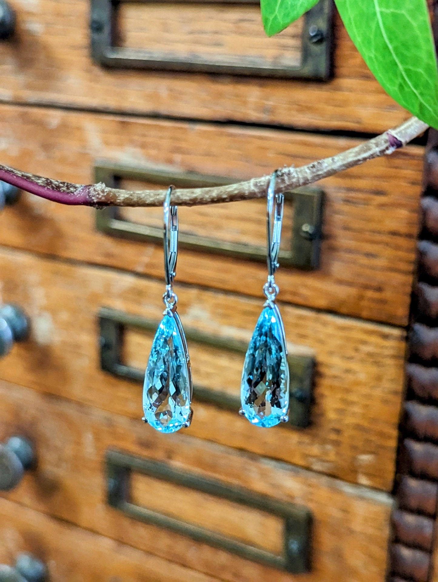 9.49ct Aquamarine Dangle Earrings