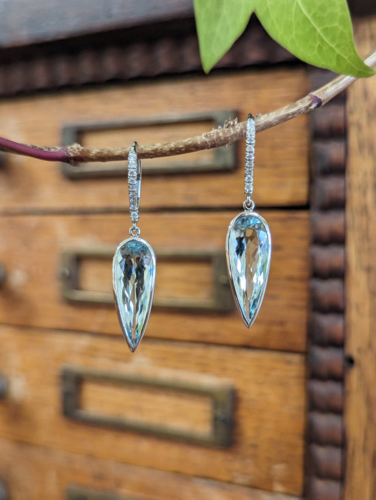 Aquamarine Diamond Accented Dangles