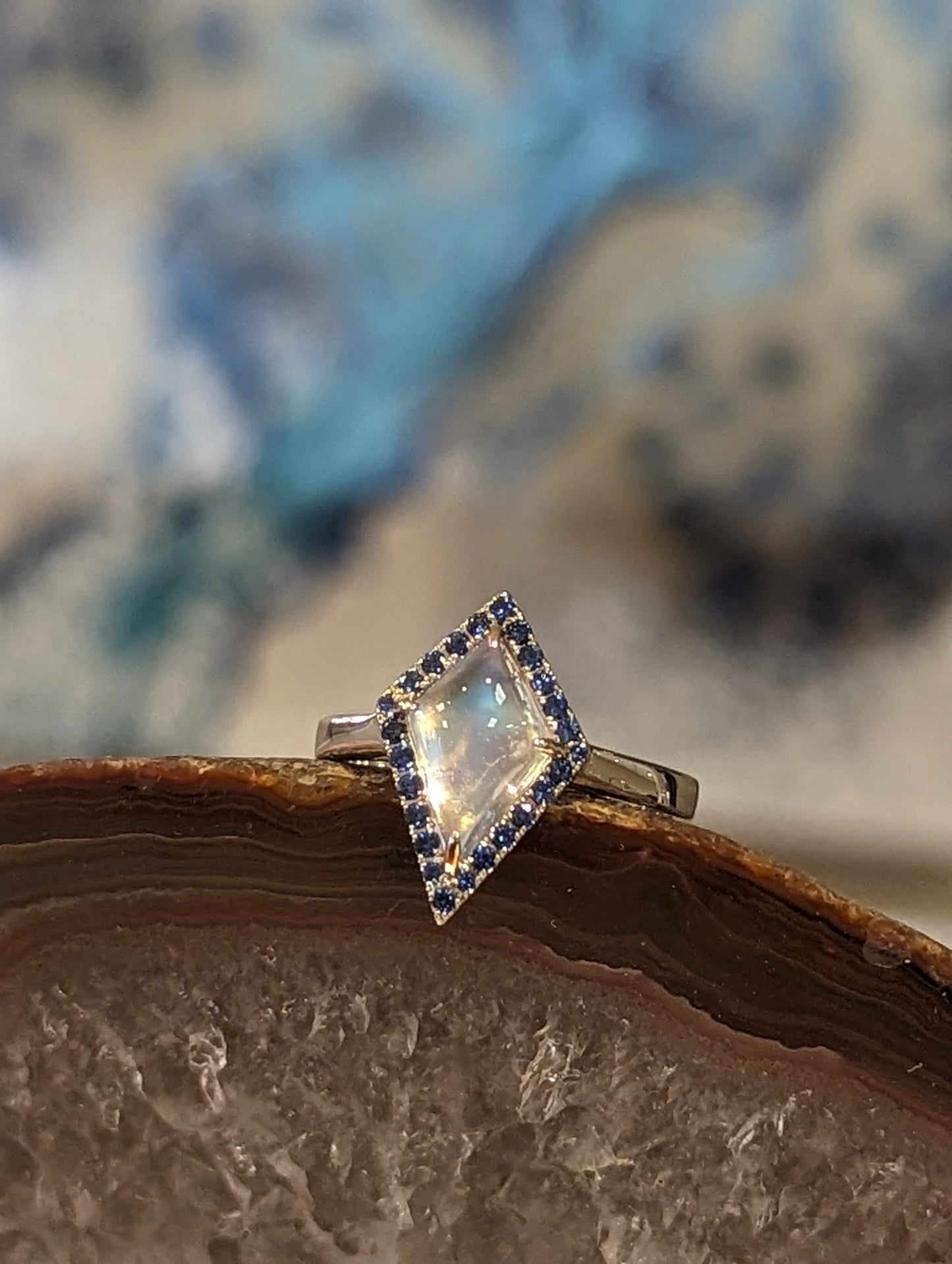 Plumb Gold Original Moonstone and Sapphire Ring