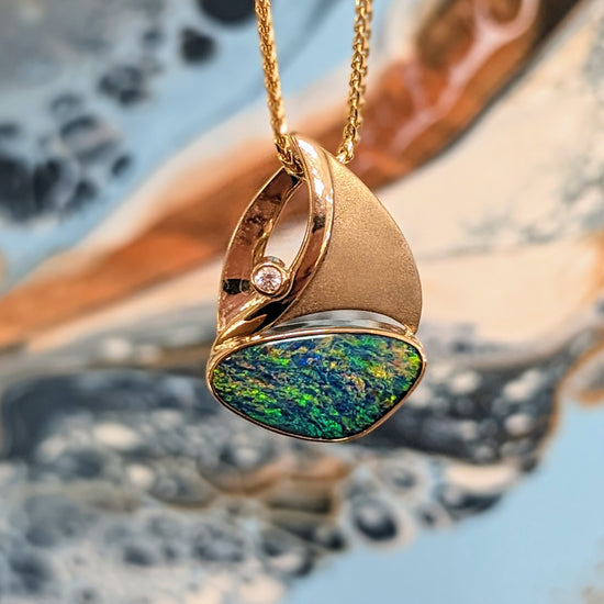 Opal Sailboat with Diamond Accent