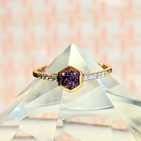 Purple Sapphire Hexagon Stackable Ring