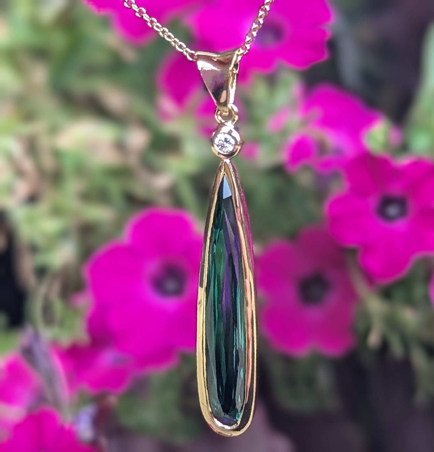 Green Tourmaline Teardrop Pendant