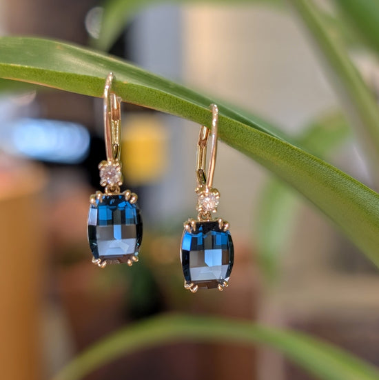 Blue Topaz Barrel Dangles