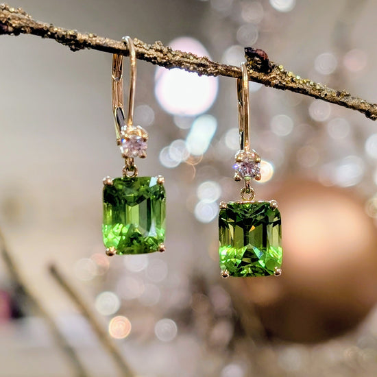 Peridot and Diamond dangles