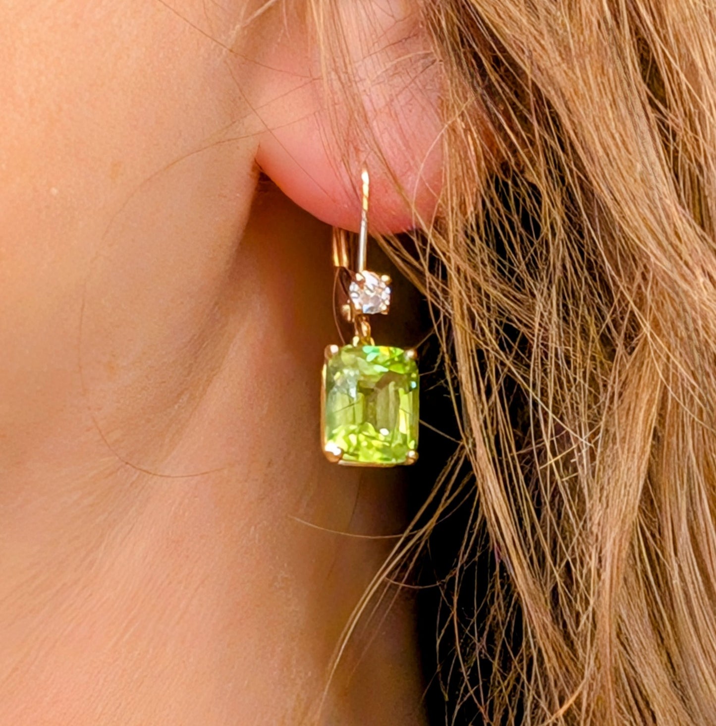 Peridot and Diamond dangles