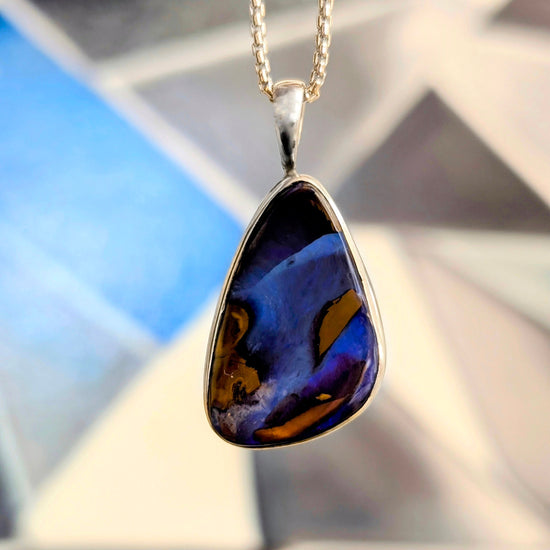 Purple Boulder Opal Pendant