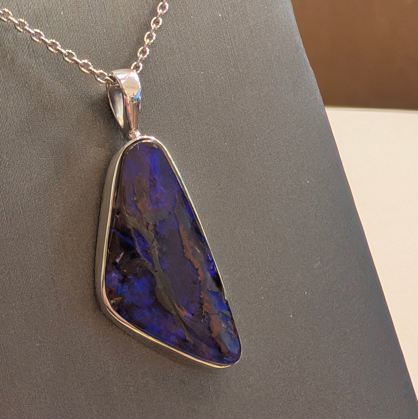 Purple Boulder Opal Pendant