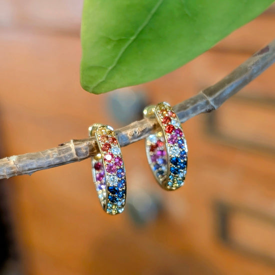 Rainbow pave hoops