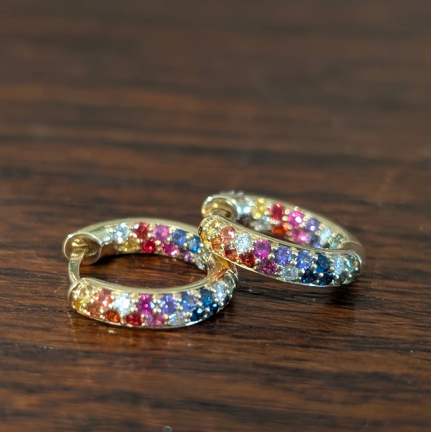 Rainbow pave hoops