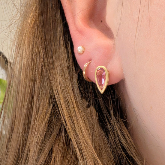 Pink Tourmaline Pear Studs