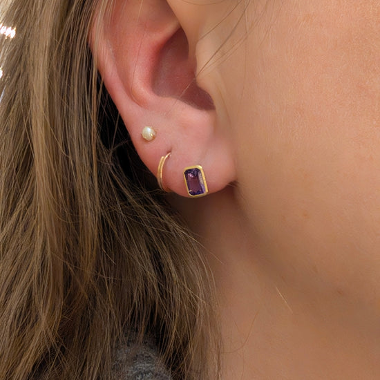 Amethyst Emerald Cut Studs