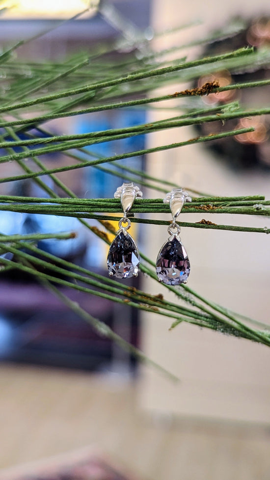 Load image into Gallery viewer, Plumb Gold Original Grey Spinel Dangle Earrings
