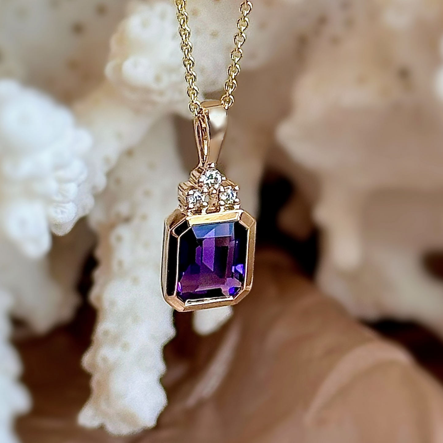 Amethyst necklace with diamonds discount