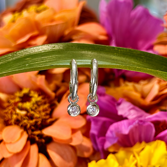 Diamond charms for hoop earrings on sale