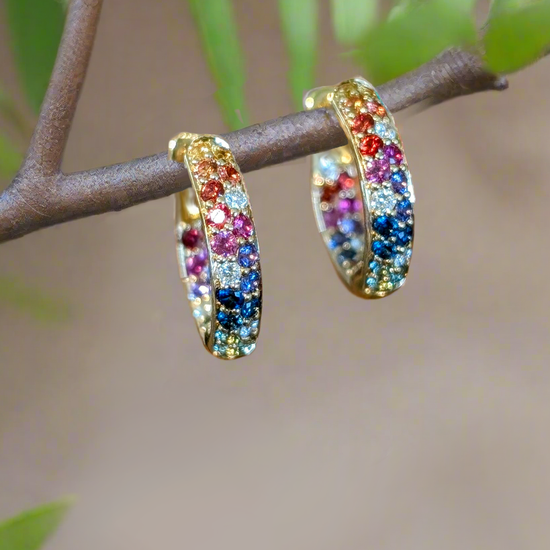 Rainbow pave hoops