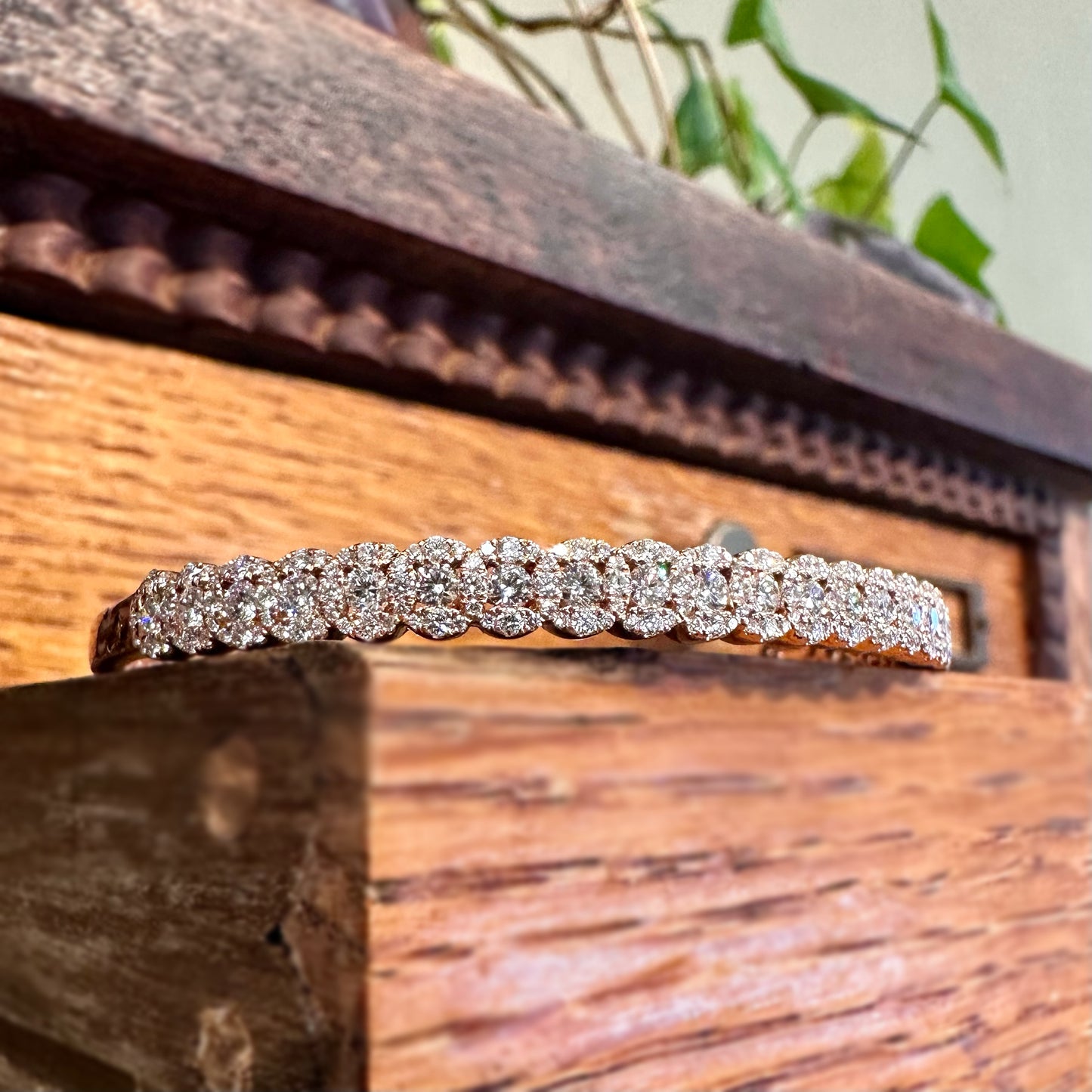 Diamond Halo Line Bangle