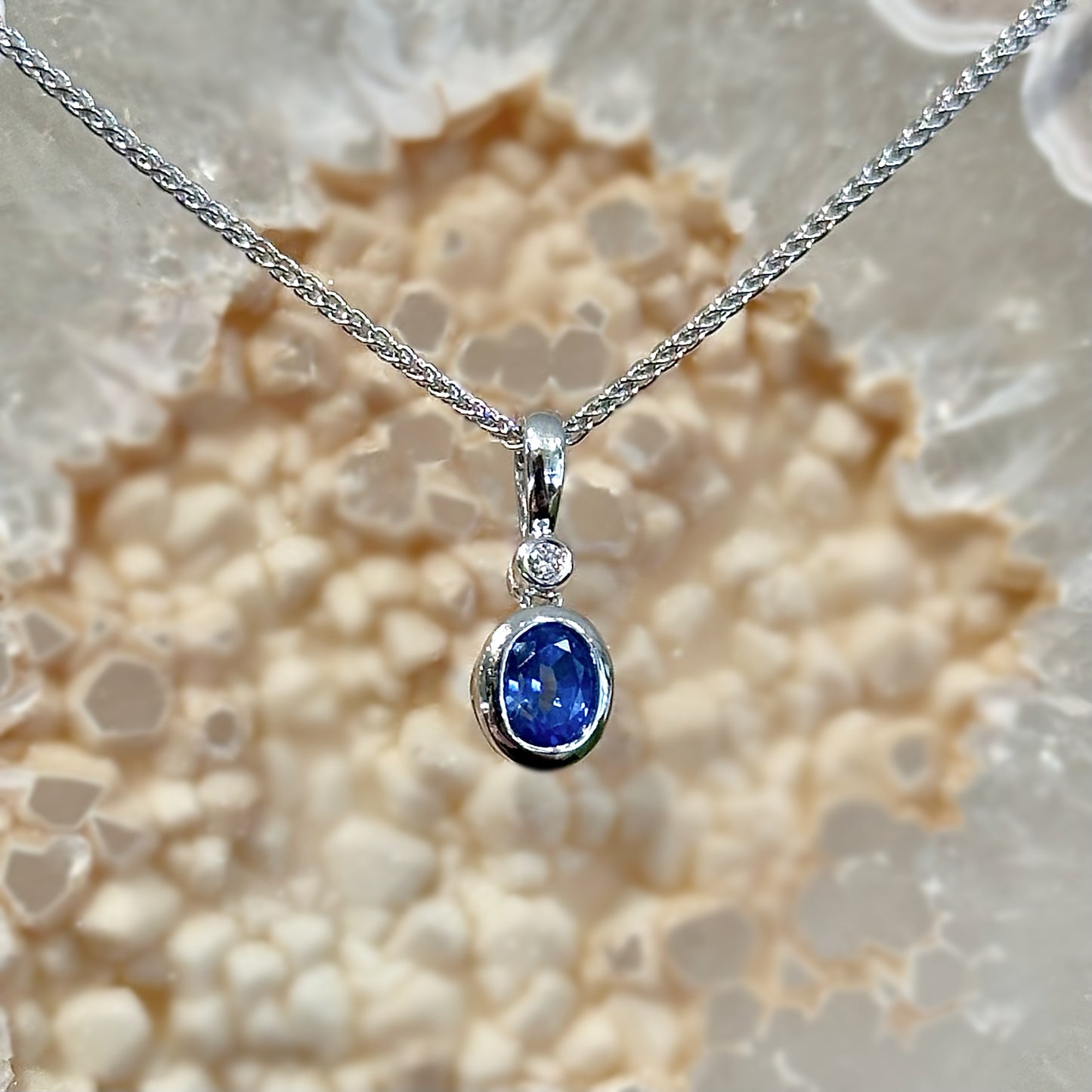 Blue Sapphire and Diamond Pendant