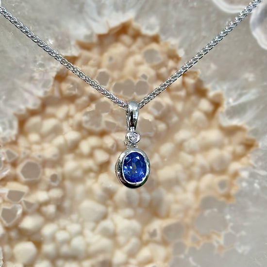 Blue Sapphire and Diamond Pendant