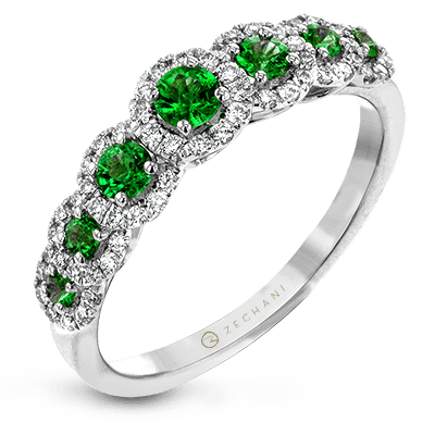 Emerald Seven Halo Ring
