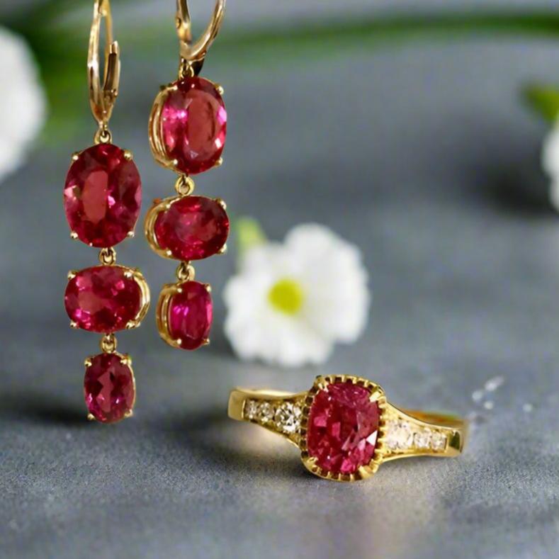 Pink tourmaline dangle earrings