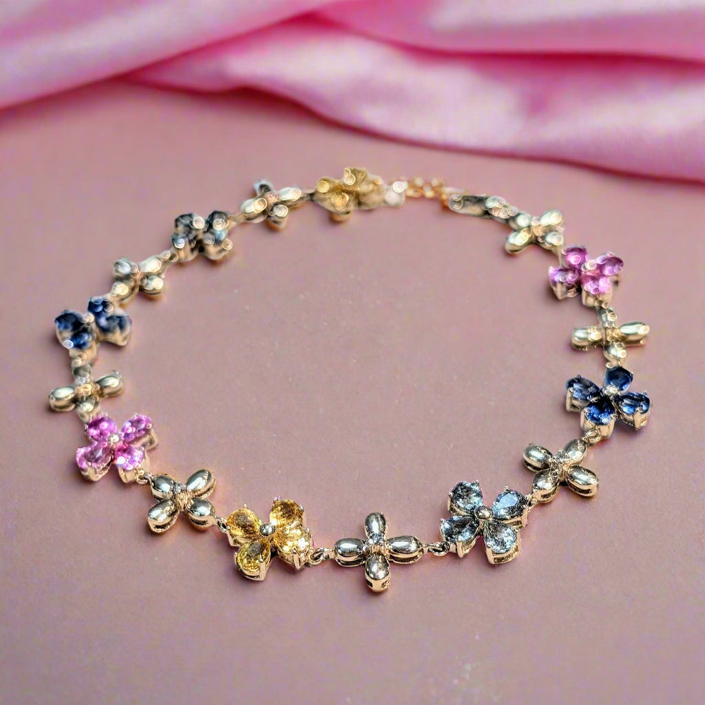 Sapphire and Diamond Floral Bracelet