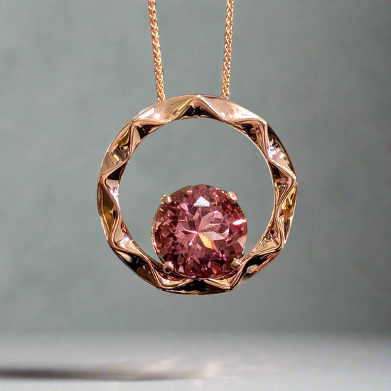 Rose Gold Circle Morganite Pendant