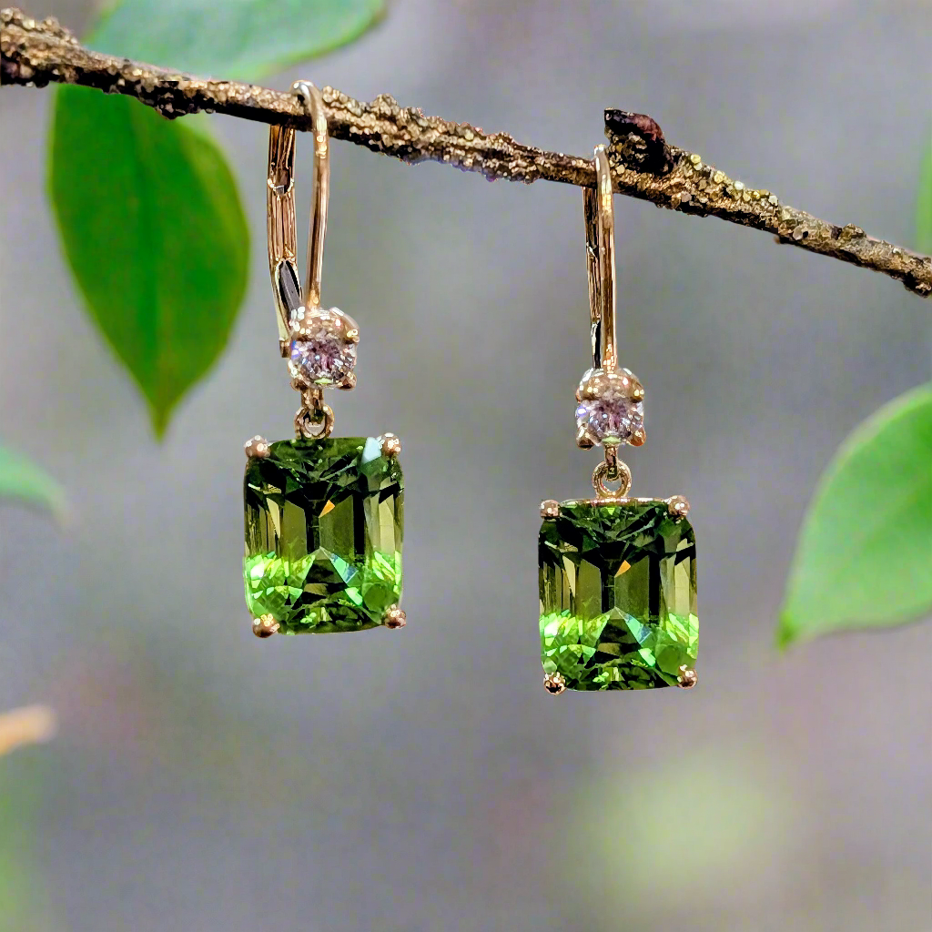 Peridot and Diamond dangles